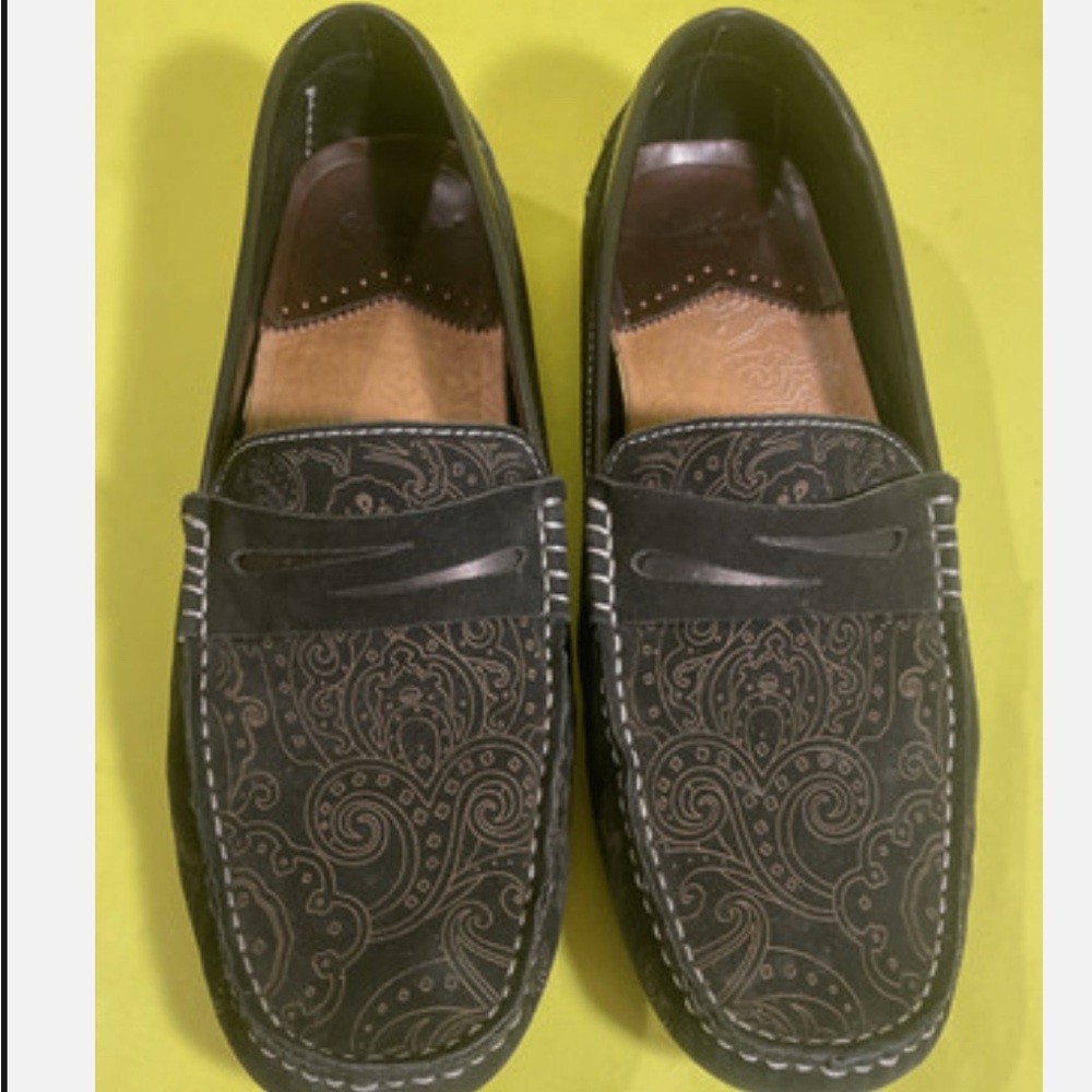 NWT Robert Graham Rampa Mens Black Nubuck Leather Casual Loafers Shoes 12